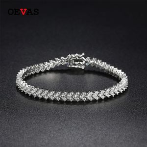 Catena OEVAS 100 925 Sterling Silver D Colore Bracciale Tennis per le donne Quadrato Diamante Bangle Luxury Party Gioielleria Raffinata Regalo 231129