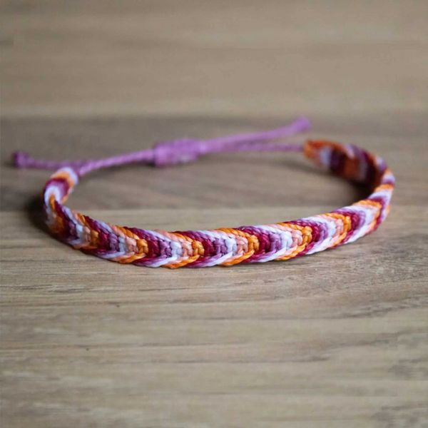 Chaîne Orange lesbienne fierté carré noeud bracelet ou cheville LGBTQA + couple fierté bijoux cadeau Q240401