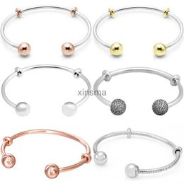 Ketting Originele Sparkling Ball Cap Snake Chain Style Open Bangle 925 Sterling Zilveren Armband Fit Europa Bead Charm Diy Sieraden YQ240115