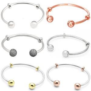 Chaîne Original Sparkling Ball Cap Serpent Chaîne Style Ouvert Bracelet Bracelet Fit Europe 925 En Argent Sterling Perle Charme Bijoux À Bricoler Soi-Même 231027