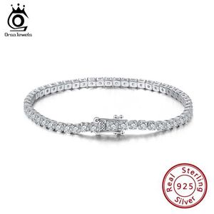 Cadena ORSA JEWELS Pulsera de tenis de plata esterlina 925 Pulsera de circón cúbico para mujer Joyería exquisita Regalo de aniversario SB94 Q240401