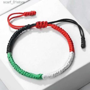 Chaîne Palestine Israël Drapeau Bracelet Vert Noir Bleu Corde Tresse Bracelets Moyen-Orient Pays Drapeaux Couleur Koweït Bracelets Patriot GiftL231115