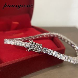 Chaîne PANSYSEN 100% 925 Sterling Silver 3MM Simulé Diamant Gemstone Femmes Charme Bracelets De Mariage Fine Jewelry Wholesale 230412