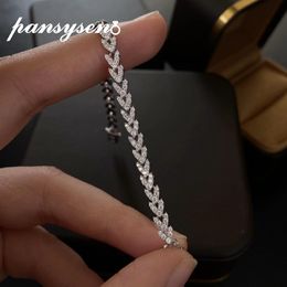 Kettingpansysen 100% solide zilver 925 lab diamanten gesimuleerde armbanden voor vrouwen meisjes bruiloft cocktail party fijne sieraden 230419