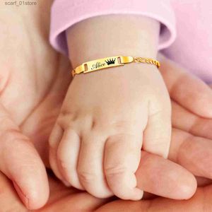 Chain Personalize Baby Name Bracelets Non Allergy Stainless Steel Infant Btism Bangle Jewelry Custom Boy Girl Family GiftsL231115