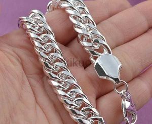 Promotion de la chaîne 100% Authentique 925 Sterling Argent Femmes Chaîne Bracelet 10mm Gros Mode Hommes Bijoux Argent Hommes Bracelet 24325