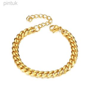 Chaîne Punk Fashion Cuban Link Bracelets Chain Male Gold Silver Color en acier inoxydable Bracelet Chan pour hommes Hip Hop Bijoux Gift D240419