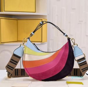 Ketting regenboog hobo tas crossbody designer tas crescent maan luxe onderarm tassen vrouwen croissant schouderhandtassen retro hardware leer 2 riem hobos