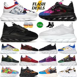 Reacción en cadena Zapatos de diseñador Hombres Mujeres Plataforma Zapatillas de deporte Gamuza de goma Triple Negro Blanco Bluette Oro Rojo Cereza Marrón Naranja Azul Hombre