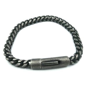 Cadena Retro Negro Pulsera de acero inoxidable Caja cúbica Cadena Pulsera Pulseras con cierre a presión para hombres Entrega de gotas Pulseras de joyería Dhnjo