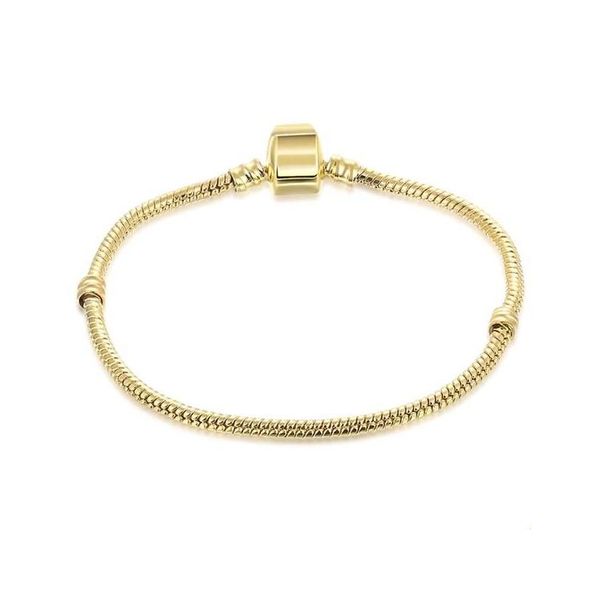 Cadena Retro Chapado en oro Pulsera con dijes Tamaño de la mezcla 17Cm-21Cm Cadenas de serpiente Diy Accesorios de joyería Ajuste Cuentas de estilo europeo al por mayor Dr Dhnqj