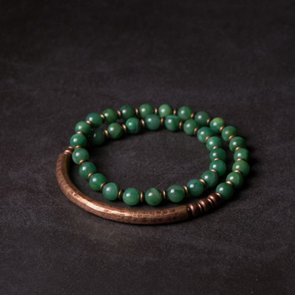 Cadena Retro Vintage Designer Jewelry Red Stone Copper African Green Beaded Handcrafted Pareja Pulseras para mujeres Artículos al por mayor 230518