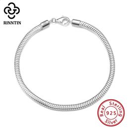 Cadena Rinntin Pulsera de cadena de serpiente italiana de 3 mm para mujeres, hombres, adolescentes, moda, pulsera de mano de plata 925, accesorios, joyería SB100231118