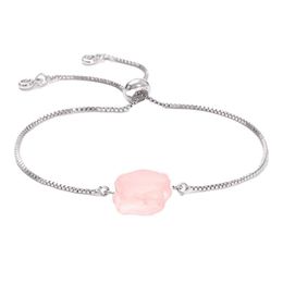 Chaîne Rose Quartz Femme Bracelet Diffuse Energy Healing Chakra Crystal Yoga Brangle Gemone Rough Original Stone Couple Drop de Dhf1b