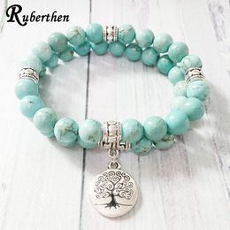 Chaîne Ruberthen Arbre de Vie bijoux Yoga Mala Bracelet Pierre Guérison Protection Élastique Perlé Empilage Spirituel 230518