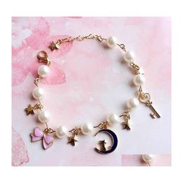 Ketting Sailor Moon armband Cherry Blossom Cat Star Arch Button Pearl Dames Accessoires Link Drop levering sieraden Sieraden Dhngn