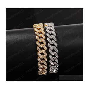 Chaîne vente à la mode hommes femmes Bracelet or Sier couleur Bling strass cubain pour cadeau livraison directe bijoux Bracelets Dhz1M