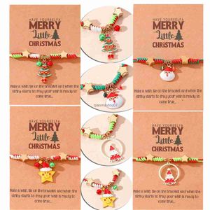 Keten Kerstman Kerstboom Hanger Armbanden Kleur Geweven Armband Voor Vrouwen Kid Nieuwjaar Geschenken Kerstkaart Sieraden FriendsL24