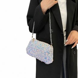 paillettes de chaîne Sac crossbody Sac d'embrayage de couleur unis brillant