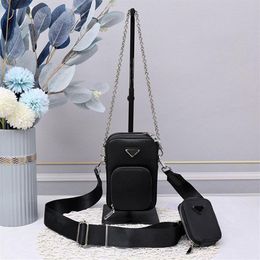 Bolso de hombro con cadena para mujer, bandolera para teléfono móvil, bolso de cuero de vaca de grano cruzado, bolsos de mensajero para mujer, billetera pequeña cero H281S