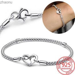 Chaîne Silver 925 Infinite Détaillé Bouton Coeur Open Brand Brand M moment à vis Président pour les charmantes bijoux pour femmes XW d'origine