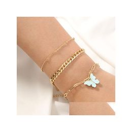 Chaîne Simple Papillon Forme Bracelet Ankelt Plage Pied Sandale Empilable Pour Les Femmes Cadeau 3 Pcs / Ensemble Drop Delivery Bijoux Bracelets Dhqmp