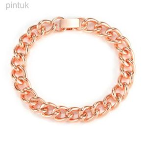 Keten SNQP Fashion Pure Copper Bracelet for Men Women Rose Gold Cuban Chain High-End Healthy Sieraden D240419