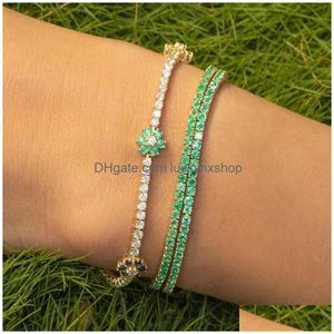 Chain Spring Arrivaled Mode-sieraden M Prong Set Cz Tennis Rainbow Daisy Flower Charm Colorf Armband 230508 Drop Delivery Armbanden Dhsaz