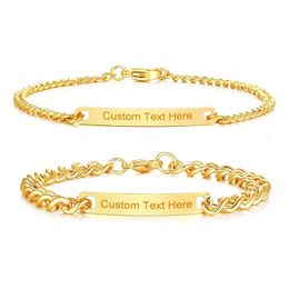 Chaîne en acier inoxydable, bracelet texte personnalisé, nom sculpté à la main, date, bracelet de couple personnalisé, code musical Spotify, cadeau de la Saint-Valentin231118