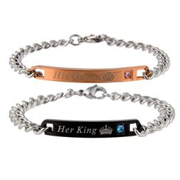 Ketting roestvrij staalpaar armband voor vrouwen mannen zijn koningin haar koning minnaar charmes beauty beest designer sieraden 1pc dhgarden dhn6e