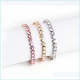Cha￮ne en acier inoxydable Crystal Bracelet Bracelet Tennis 5 mm Chaines Colliers de la dames