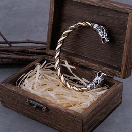 Cadena de acero inoxidable nórdico vikingo nórdico dragón pulsera hombres pulsera brazalete con caja de madera 230511