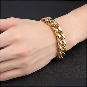 Chaîne en acier inoxydable serpent os bracelet or hip hop lien cubain bracelets pour femme hommes bijoux de mode livraison directe Dhvbj