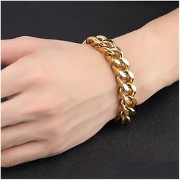 Chaîne en acier inoxydable serpent os chaîne bracelet or hip hop lien cubain bracelets pour femmes hommes bijoux de mode livraison directe bijoux Dhvac