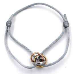 Chaîne en acier inoxydable Trinity Ring String Charm Bracelet Trois Anneaux Dragonne Couple Bracelets Pour Femme Hommes Créateur De Mode Bijoux Célèbre 43