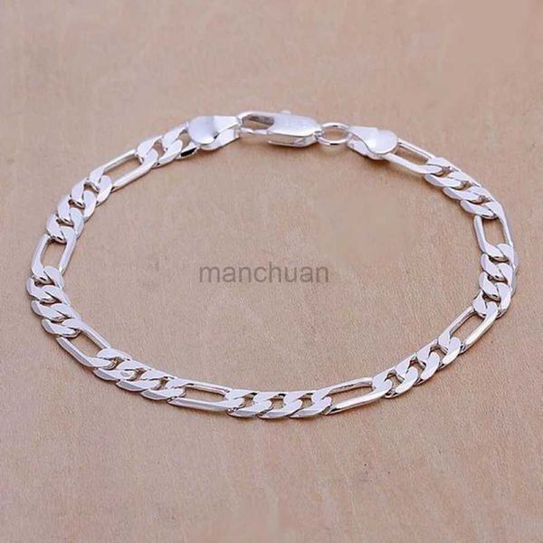 Chaîne estampillée 925 Mariage Exquis Cadeau argenté Siltle Pared 6 mm Bijoux Bijoux Beau bracelet Bracelet Free Livraison 240325