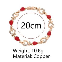 Chaîne Sumeng Nouvelles 5 couleurs Beau bracelet de chaîne coeur autrichien coloré pour femmes Gifts de bijoux de mode 2024