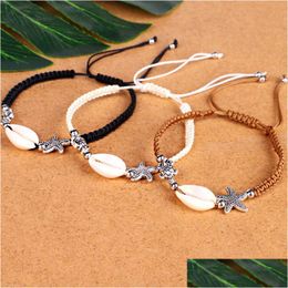 Chain Summer Beach Starfish Charm Bracelet Bohemian Surfing Wax Rope Shell Sieraden Drop Delivery Armbanden Dhfyp