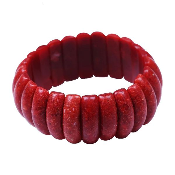 Chaîne style d'été large bracelet de corail rouge extensible cordon élastique bracelet de perles en pierre naturelle pour hommes femmes bracelets bijoux 231130