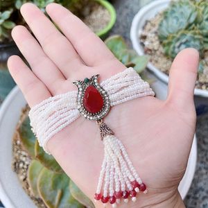 Cadena Sunspicems Pulsera con cuentas vintage Mujeres turcas Joyería de novia Flor de tulipán Color dorado antiguo Pulsera de borlas de boda 231128