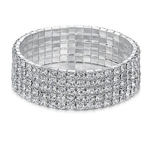 Chaîne Super Flash Cristal Mti-Couche Rangée Diamant Chaîne Élastique Bracelets Pour Femmes Mode Haute Qualité Bracelet De Luxe Juif Dhgarden Dh4Dh