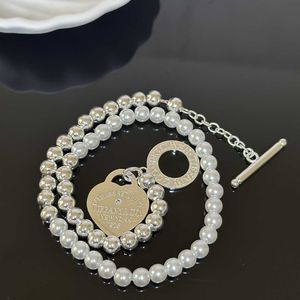 Ketting t Home Nieuwe Pearl Ball Bracelet to Buckle Love Belt Diamond Hanging Tag Fashion Trendy Handicraft Q240507