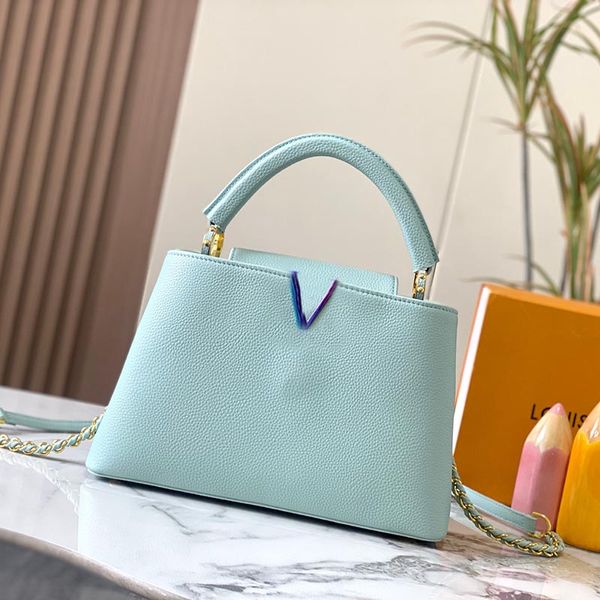 Bolso de mano con cadena Bolso de hombro Bolso de mano con asa superior Bolsos cruzados de diseñador para mujer Bolsos de tienda Monedero con solapa Calidad de cuero granular Correa extraíble Herrajes coloridos