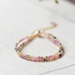 Chaîne Tourmaline Bracelets bohème coloré cristal perlé Bracelet fait à la main femmes Pulseira Fine Jewelry231118