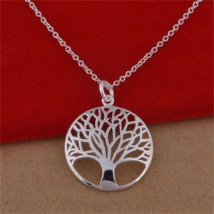 Ketting Boom Ronde Hanger Ketting Voor Vrouw Mode Bruiloft Verloving 925 Sterling Zilver 20 Inch Ketting Charme Sieraden