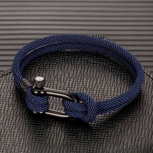 Trendy kettingarmband voor mannen en vrouwen Wijnrood Marine Sailor Rope Nautische Survival Shackle Armband Roestvrij stalen sportarmband