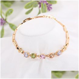 Trendy kubieke zirkonia armband voor vrouwen romantische colorf kristal sier gouden charme elegante bruidsmeisje jewelly dr dhgarden dhrvy