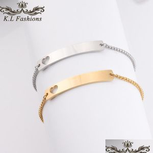 Chaîne Trendy Love Heart Bracelet en acier inoxydable peut être personnalisé par vous-même Gold Sier Charm Bracelets Barre vierge pour femmes Jewel Dhgarden Dhqgl