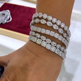 Chaîne Trendy Lovers Lab Diamant Bracelet Bracelet 14K Or Blanc Fiançailles De Mariage Bracelets Pour Femme Mariée Tennis Fête Bijoux Cadeau 231128