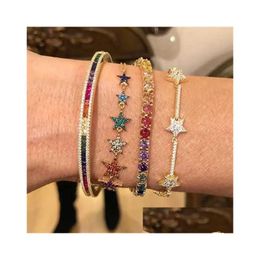 Cadena moderna de circonía estrellas de cristal brazalete para mujeres con dedo dedo sier color encanto pulseras delicadas cz grop entrega dhjoy